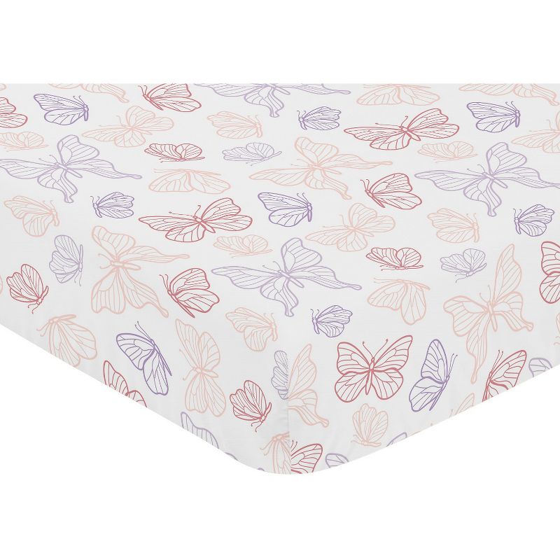 Sweet Jojo Designs Girl Baby Fitted Crib Sheet Butterfly Pink Purple White, 4 of 8