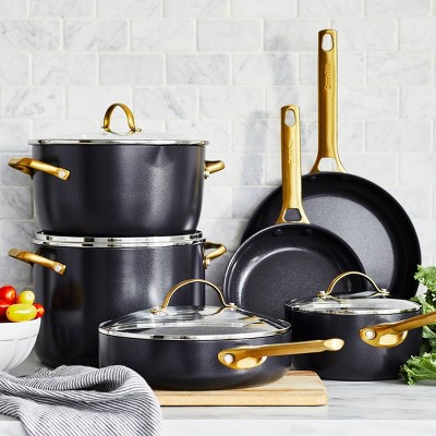 Black and Gold 10-Piece Nonstick Aluminum Cookware Set