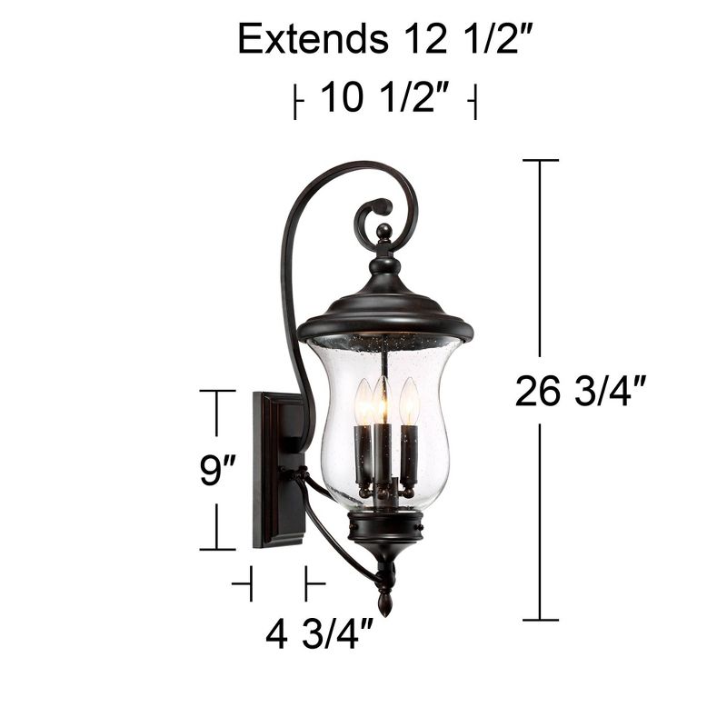 Franklin Iron Works Carriage Outdoor Wall Light Fixture Bronze LED 26 3/4" Clear Seedy Glass for Post Exterior Barn Deck House Porch Yard Posts Patio, 4 of 10