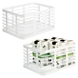 Metal Pantry Basket with Handles - Set of 2 - Matte White - 1 of 4