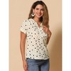INSPIRE CHIC Women's Polka Dots Print V Neck Short Sleeve Elegant Work Office Tops - 2 of 4