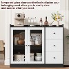 Sideboard Buffet Cabinet with Storage, 43" Coffee Bar Cabinet with Glass Doors and 3 Drawers, Cabinet with Adjustable Shelf for Kitchen, Dining Room - 3 of 4