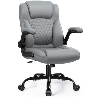 KERDOM Leather Office Chair, Big and Tall Office Chair 400LBS Wide Seat, Gray