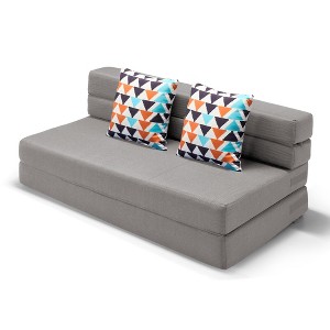 ARTPLAN Fold Sofa Bed-Sleeper Single with Pillow,Futon Sleeper Chair Guest Bed with Washable Linen Cover, Foldable Mattress for Living Room, - 1 of 4
