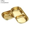 Unique Bargains Stainless Steel Sauce Dish Dipping Bowls with 2 Compartment Divided 3 Pcs - 3 of 4