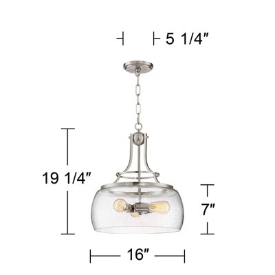 Charleston Satin Nickel Pendant Chandelier with Seeded Glass Shade
