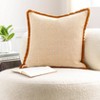 Livabliss Cotton Fringe 20"H x 20"W Square Pillow Cover No Insert Cottage Ivory Throw Pillow - 2 of 4