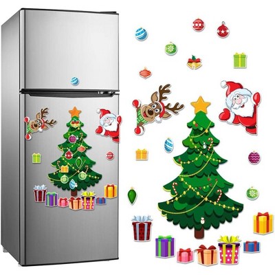 Christmas Refrigerator Magnets Magnetic Christmas Tree Magnets for Refrigerator Stickers Decoration Xmas Stickers for Fridge Santa Reindeer