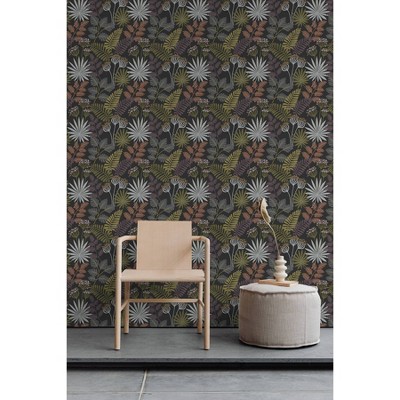 Marajo Black Botanical Peel and Stick Wallpaper