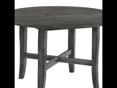 Gray Round Reclaimed Wood Farmhouse Dining Table