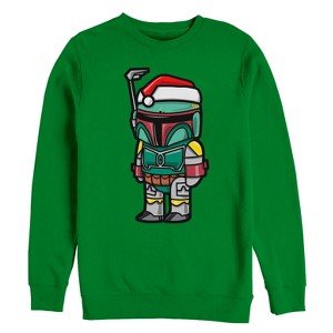 Men's Star Wars Boba Fett Santa Hat Cartoon Sweatshirt - 1 of 3