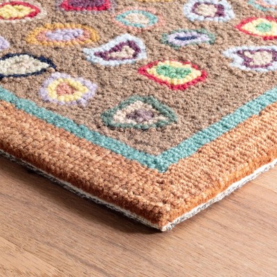 Handmade Ivory and Multicolor Geometric Wool Area Rug