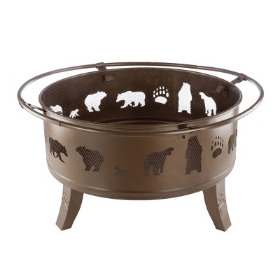 Nature Spring 32" Round Bear Fire Pit