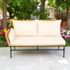 Mshliw 3-Piece Outdoor Patio Wicker Furniture Set with Table, Cushions, and Comfortable Sofa Seating –Wicker & Cushions for Garden, Porch, or Balcony - 3 of 4