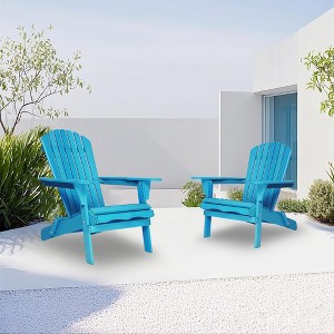 Maggift Patio Accent Chairs 2PCS, Folding Adirondack Chair, Wooden Decorative Lounge Furniture for Patio, Yard, Blu, 19.5"*31"*36" - 1 of 4