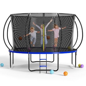 14FT Outdoor Trampoline Big Stable Trampoline With Inner Safety Enclosure Net, Ladder, PVC Spring Cover Padding - 1 of 4
