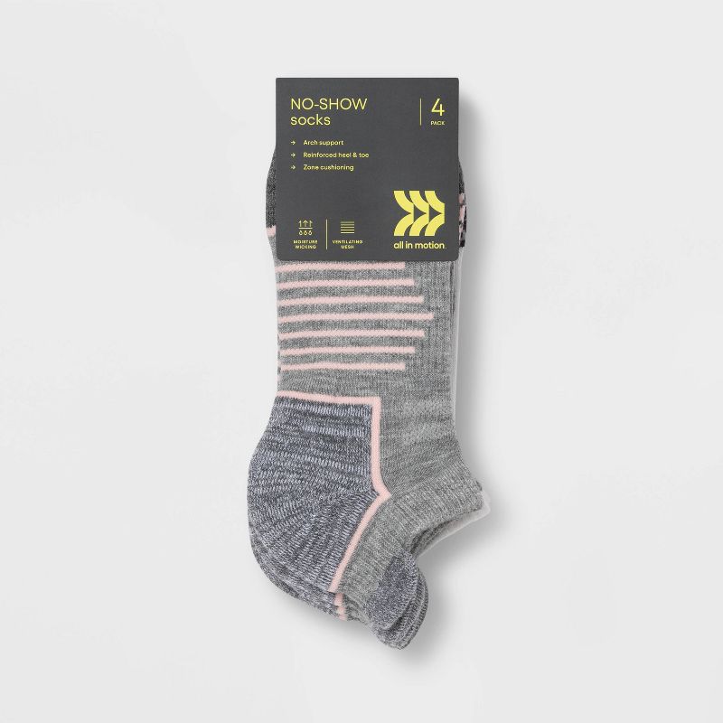 Women's Active Accents Cushioned 4pk No Show Tab Athletic Socks - All In Motion™ 4-10, 2 of 6