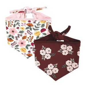 Luvable Friends Dog Reversible Pet Dog and Cat Bandana Bibs 2pk, Botanical Burgundy Floral, One Size - 1 of 4