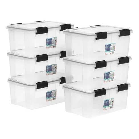 19 qt. Plastic Stackable Storage Bins for Pantry in Black (4-Pack)