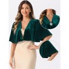 Allegra K Women's Velvet Cardigan Cocktail Party Bell Sleeve Open Front Cropped Shrug Bolero - 2 of 4