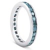 Pompeii3 1 1/2ct Blue Diamond Channel Set Eternity Ring 14K White Gold - 2 of 4