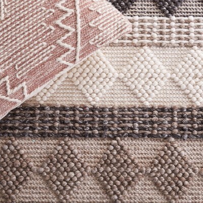 Ivory and Black Flat Woven Wool Area Rug, 8' x 10'