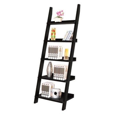 72.25" Exhibiting Modern Ladder Bookshelf Black Universe - Benzara