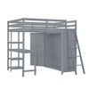 NicBex Full Size Bunk Bed with Desk Loft Bed Wood Bed Frame with Wardrobe, Shelves, Inclined Ladder and Guardrail, No Box Spring Required - 3 of 4
