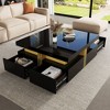 Sapphtopaz Modern Coffee Table with 4 Drawers Square Elegant Center Table with Gold Accents Living Room Tables Coffee Bar for Living Room - 2 of 4