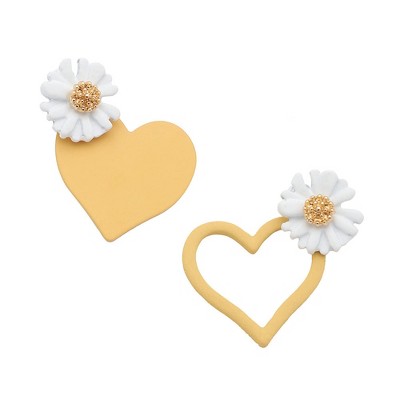 SOHI Women's Green Flora Heart Drop Earrings