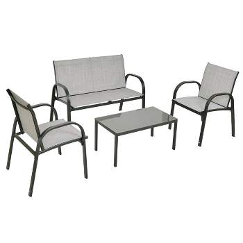 Tangkula 4PCS Chairs Set Coffee Table Patio Garden Modern Furniture Brand New