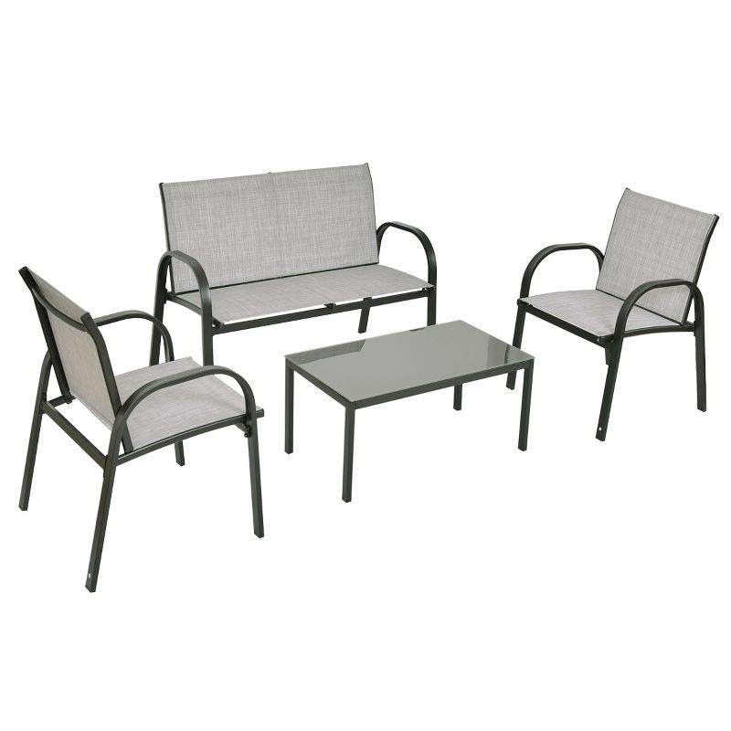 Tangkula 4PCS Chairs Set Coffee Table Patio Garden Modern Furniture Brand New, 1 of 9