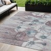 Teal Blue Aqua And Ivory Floral Washable Indoor Outdoor Area Rug - 2 of 4
