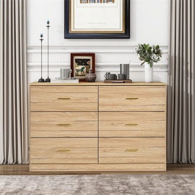 NicBex Modern Drawer Dresser,Wooden Double Dressers with Gold Metall Handles,Chest of Drawers for Bedroom,Living Room,Dining Room,Hallway