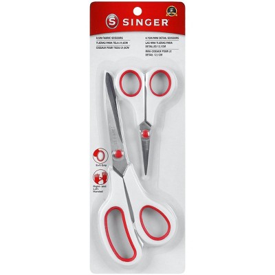 SINGER Fabric & Craft Scissors Set W/Comfort Grip 2/Pkg-8.5" Lightweight & 4.75" Detail Scissors