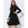 Allegra K Women's Elegant Work Sheath Mock Neck Flare Long Sleeve Knit Midi Dress - 2 of 4