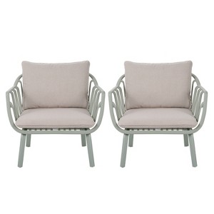 GDFStudio Larla Outdoor Club Chairs with Water-Repellent Cushions (Set of 2) - 1 of 4