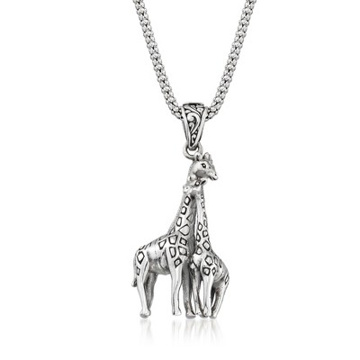 Ross-Simons Sterling Silver Bali-Style Giraffe Family Pendant Necklace Size 18