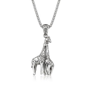 Ross-Simons Sterling Silver Bali-Style Giraffe Family Pendant Necklace Size 18 - 1 of 3