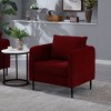 Velvet Upholstered Comfy Accent Chair for Living Room, Mid-Century Modern Single Sofa Armchair with 1 Pillow and Metal Legs for Bedroom - 2 of 4