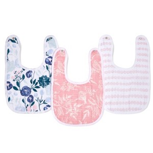 aden + anais Essentials 3pk Muslin Snap Bib - Flowers Bloom - 1 of 4