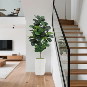 5FT Fiddle Leaf Fig Tree Artificial Plant - Realistic 3D Silk Faux Tree, UV Resistant Leaves, for Home Office Decor - 1 of 4