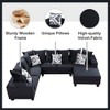 110" Sectional Sofa Couch, Velvet Upholstered U Shape Corner Couch with Pillows-ModernLuxe - 3 of 4