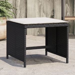 vidaXL Patio Stools with Cushions 4 pcs Black 15.7"x15.7"x13.8" Poly Rattan - 1 of 4