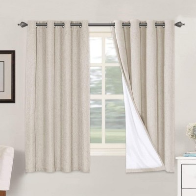 H.Versailtex Linen 100% Blackout Curtains Thermal Insulated Linen Drapes, Grommet White Liner Sold of 2 Panels