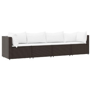 vidaXL Stylish Brown PE Rattan Outdoor Patio Lounge Set - Weather-Resistant, Easy to Assemble, Flexible Garden Furniture with Comfortable Cushions - 1 of 4