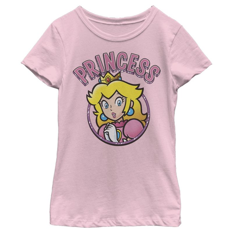 Girl's Nintendo Princess Peach Circle T-Shirt, 1 of 5