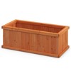 WELLFOR Rectangular Fir Wood Outdoor Garden Bed Brown 14"x31" - 2 of 4