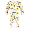 Hudson Baby Infant Girl Cotton Sleep and Play, Lemon - 3 of 4