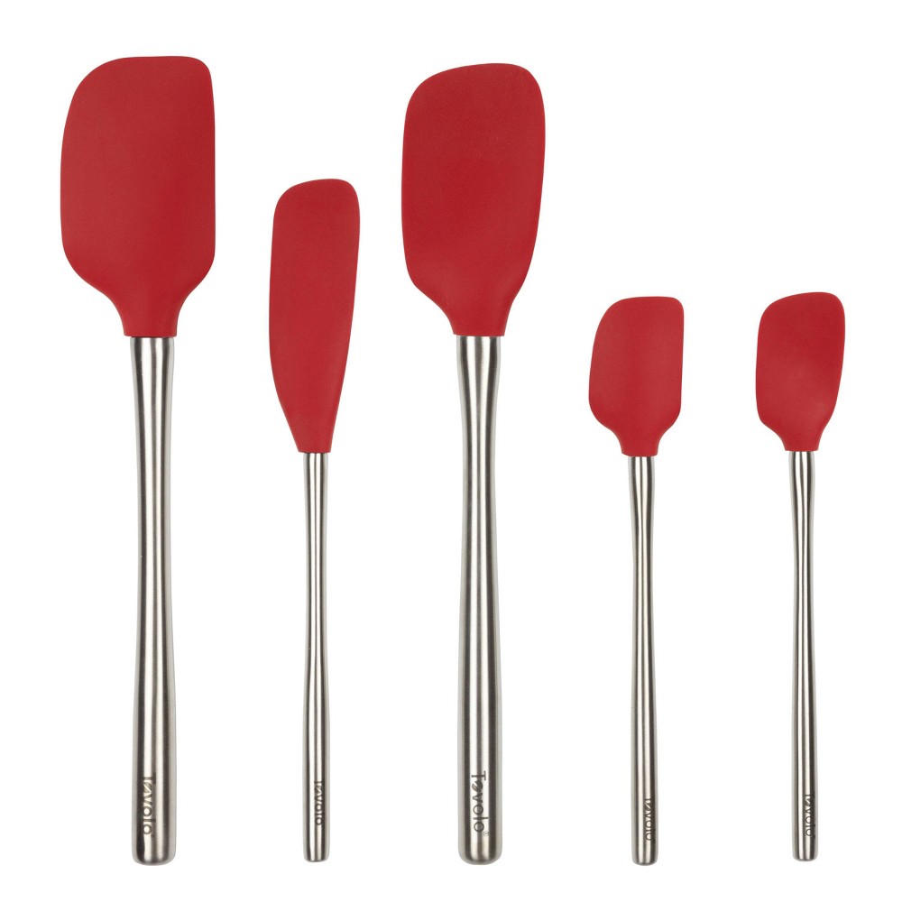 Tovolo 5pc Silicone/Stainless Steel Flex Core Spatula Set Cayenne: Dishwasher-Safe Kitchen Utensils for Adults